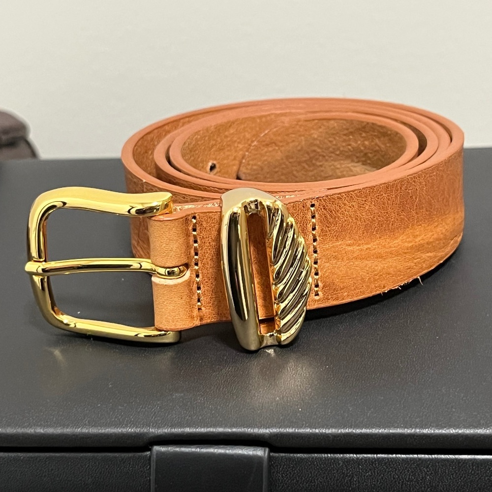 Aureum Belt Cognac and Gold; XS/S (NO. 3 Belt)